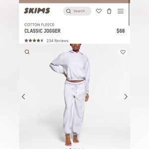 skims classic light grey jogger